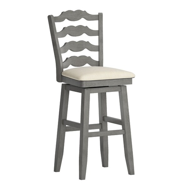 Sheena French Ladder Back Bar Height Swivel Stool， Antique White