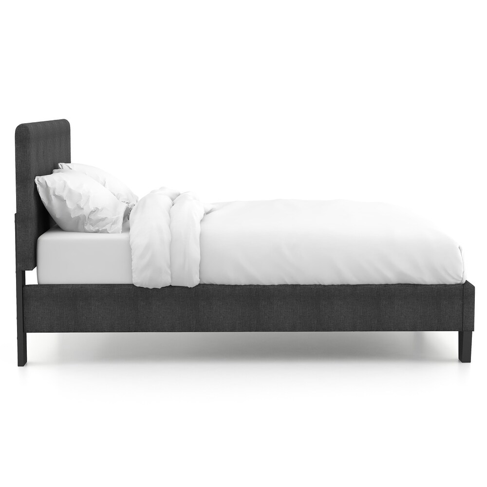 Perdella Contemporary Grey Fabric Tufted Low Profile 2 Piece Platform Bed with Nightstand Set by Furniture of America