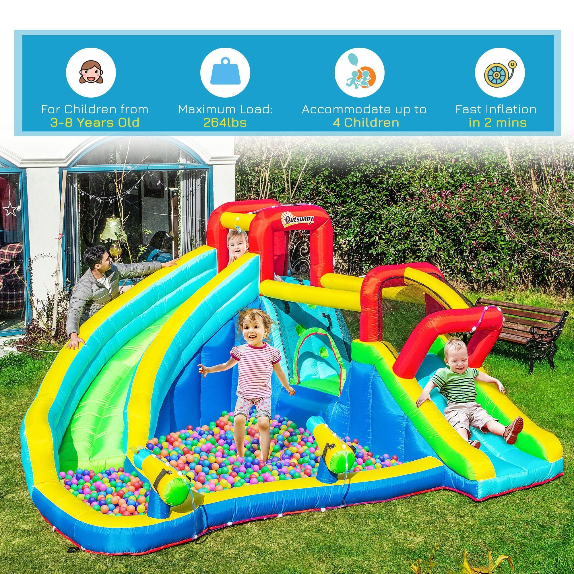 Tomshine Inflatable House Slide Water Pool Climbing Wall with Inflator