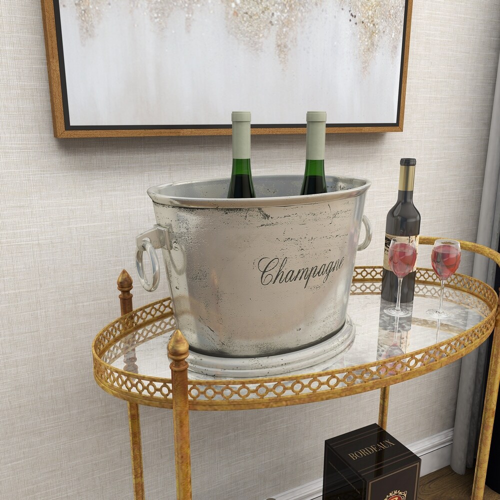 Silver Aluminum Champagne Text Ice Bucket