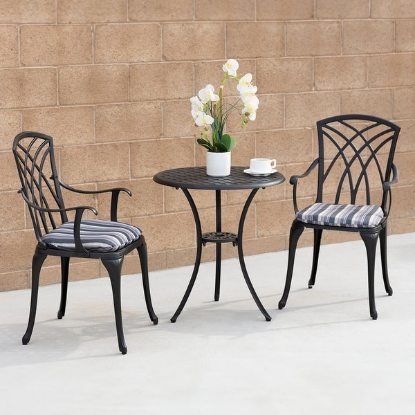 Kinger Home Ekta 24Inch Patio Bistro Sets 3 Piece Cast Aluminum