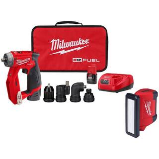 MW M12 FUEL 12-Volt Lithium-Ion Brushless Cordless 4-in-1 Installation 38 in. Drill Driver Kit wM12 Rover Service Light 2505-22-2367-20