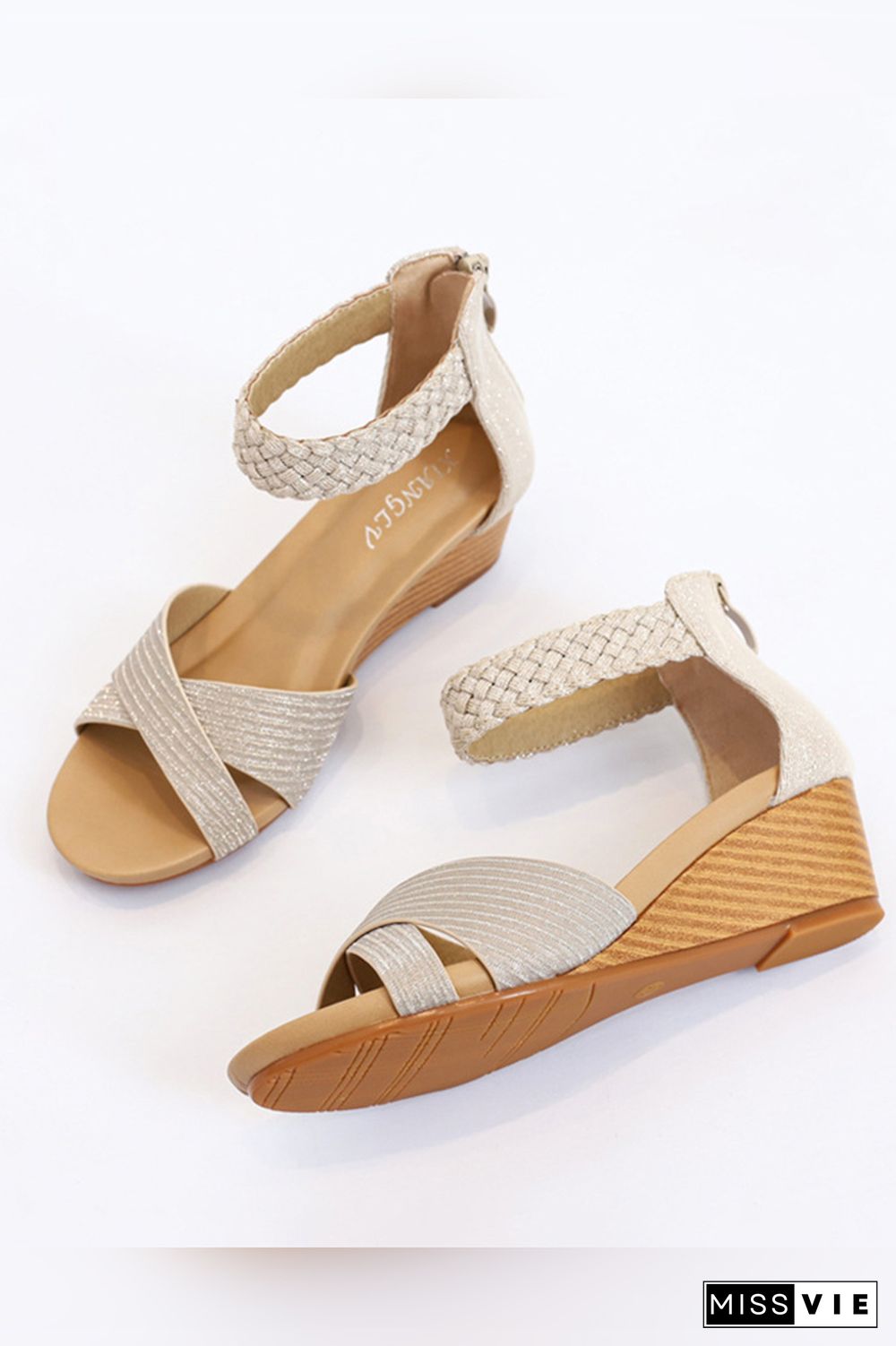 Peep-Toe Wedged-Heel Sandals Wholesale