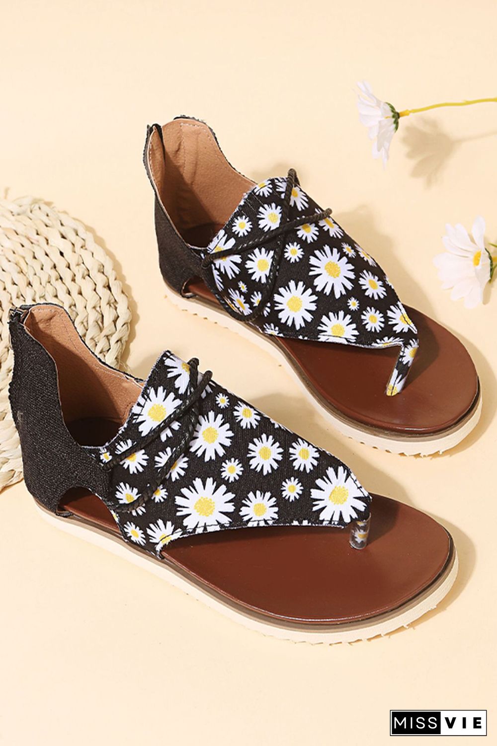 US Flag Sunflower Flat Sandals Wholesale