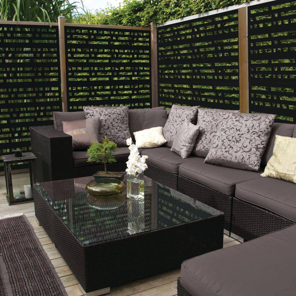 Barrette Outdoor Living 2 ft. x 4 ft. Morse Black Polypropylene Decorative Screen Panel 73004796