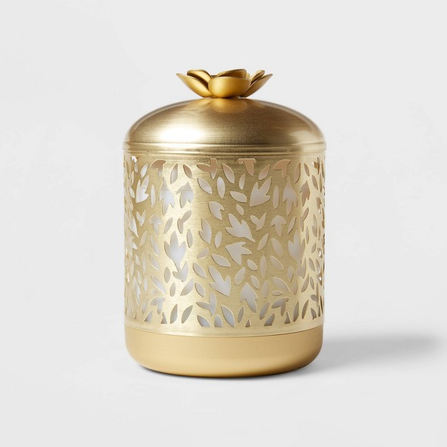 200ml Metal Flower Cutout Color changing Oil Diffuser Gold