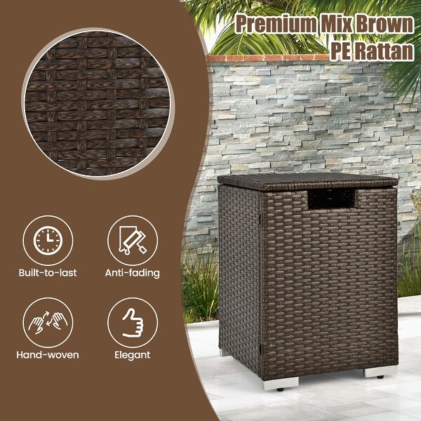 2in1 Patio Rattan Gas Propane Tank Cover for 20 lbs Propane TanksBrown