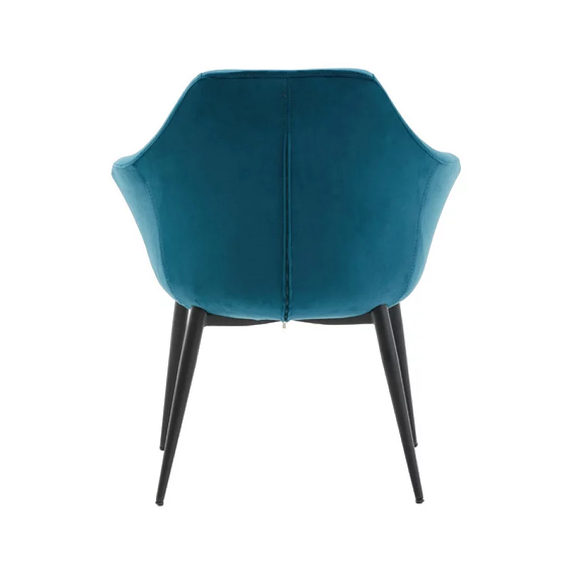 Velvet Upholstered Dining Chair with Padded Seat and Tapered Legs， Blue