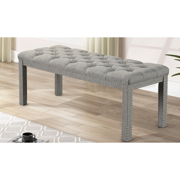 1 pc Transitional Light Grey Accent Upholstered Be...