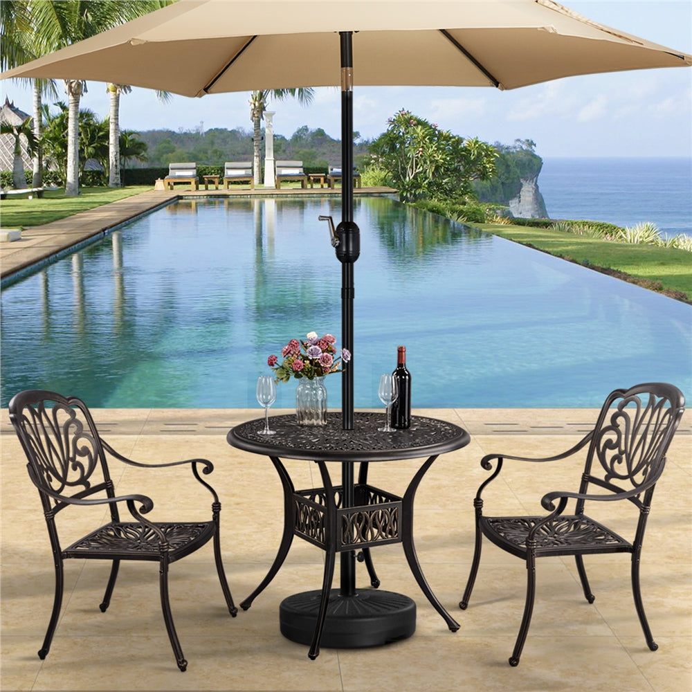 SmileMart Antique Bronze Scroll Design Aluminum Outdoor Bistro Chairs, Set of 2