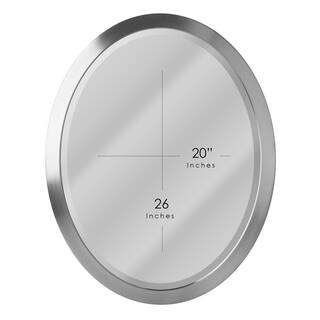 Deco Mirror 23 in. W x 29 in. H Framed Oval Beveled Edge Bathroom Vanity Mirror in Brushed nickel 6295