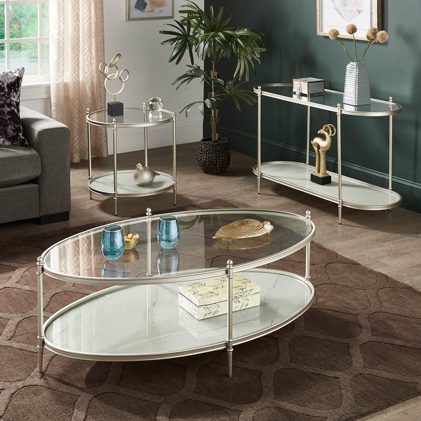 Ximena Champagne Silver Metal and Glass End Table by iNSPIRE Q Bold