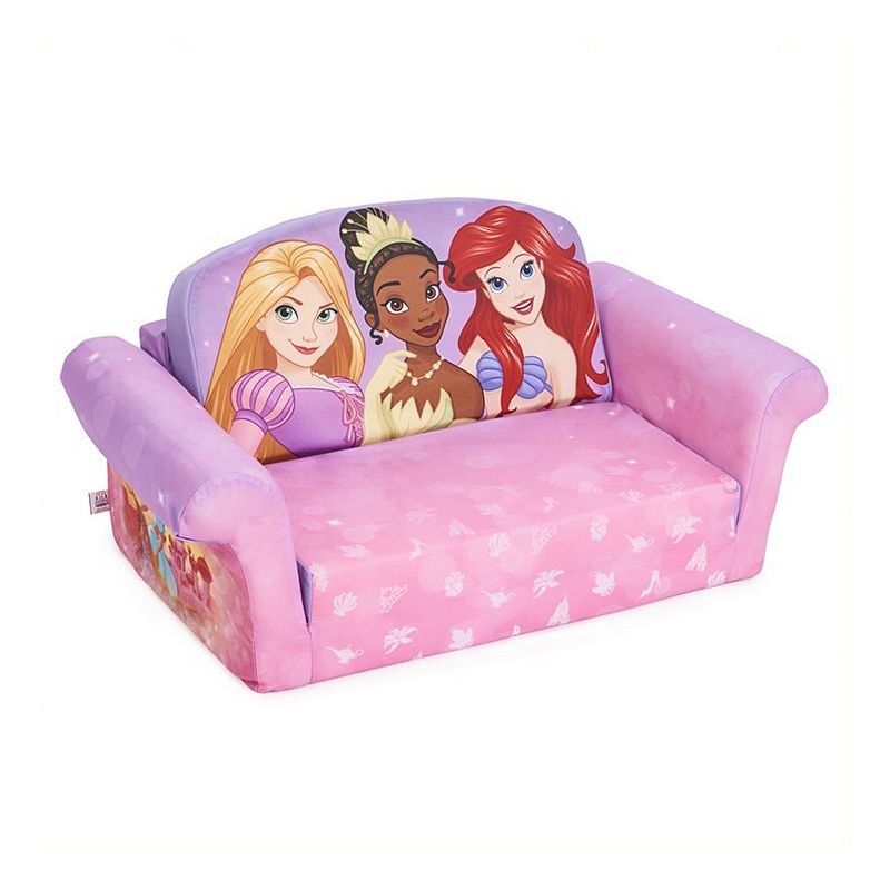 Marshmallow Furniture 2-in-1 Flip Open Couch Kid's Furniture， Disney Princesses