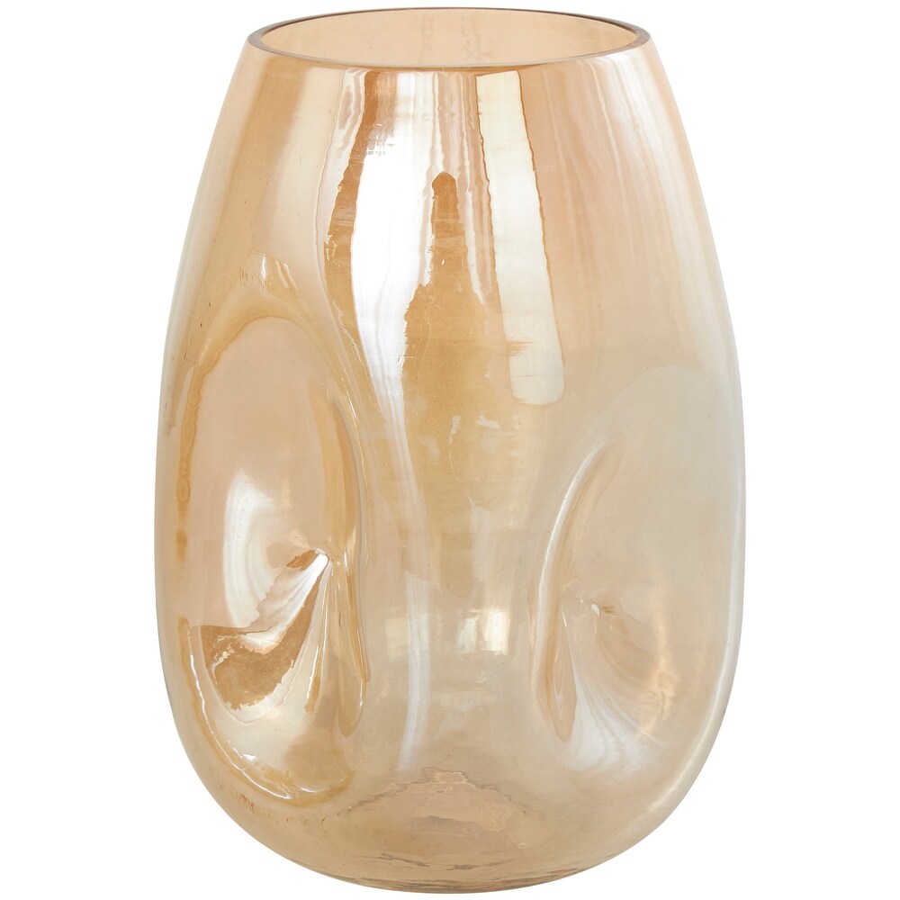 Gold Glass Concaved Iridescent Vase (Set of 2)