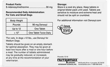 Nutramax Denosyl Tablets Liver and Brain Supplement for Small Dogs and Cats， 30 count