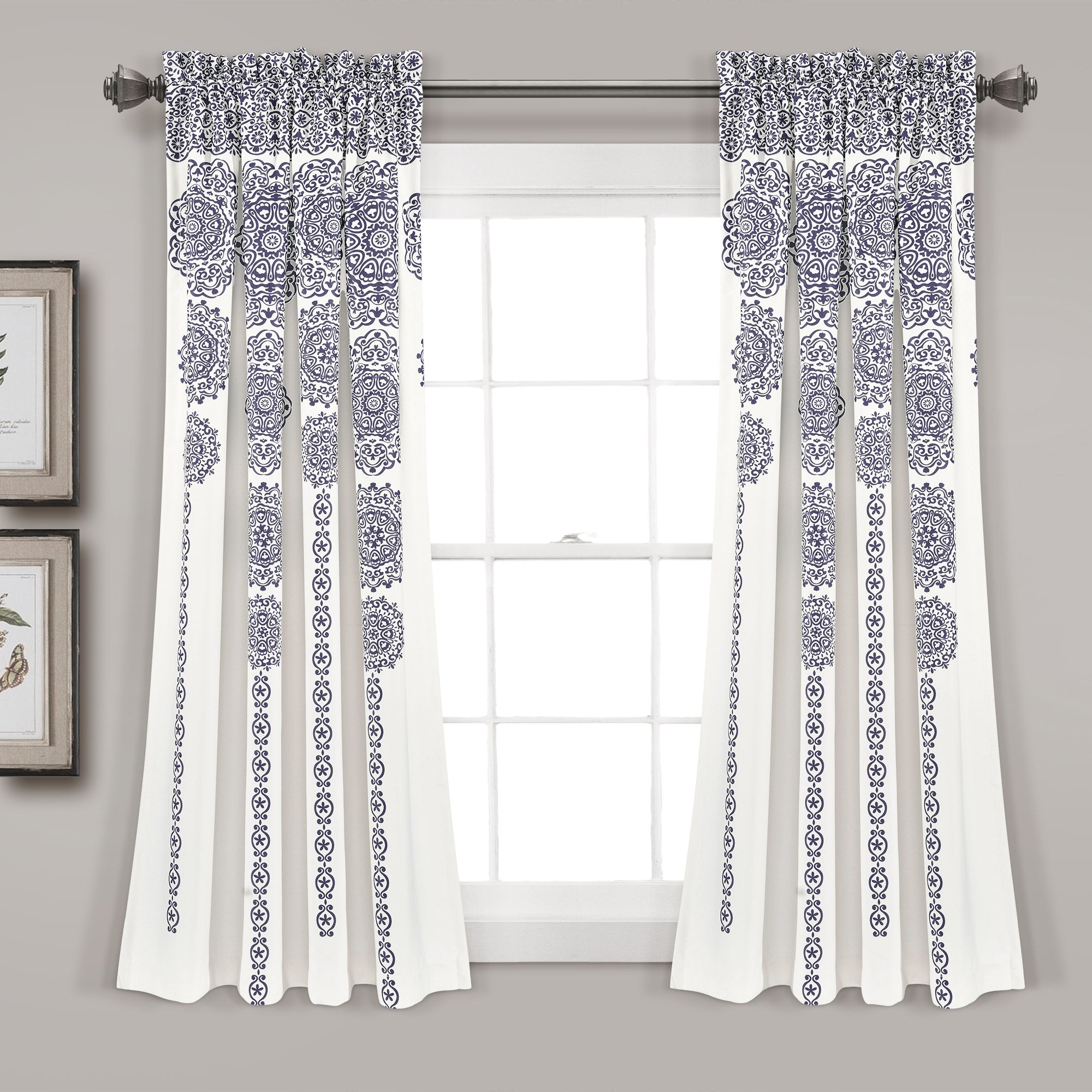 Stripe Medallion Light Filtering Window Curtain Set