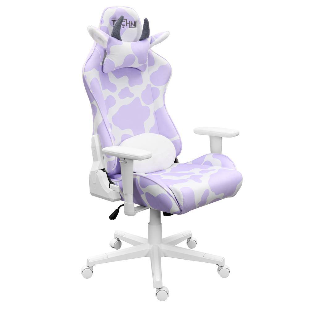 Techni Sport Cow Series TS85 Lavender Gaming Chair with Adjustable Arms RTA-TS85-LAV