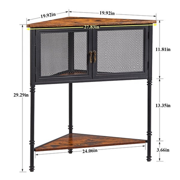 Triangle Side Table Corner Table with 3-tier Storage Shelf