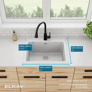 Elkay Quartz Classic White Quartz 25 in. Single Bowl Drop-In Kitchen Sink ELG2522WH0