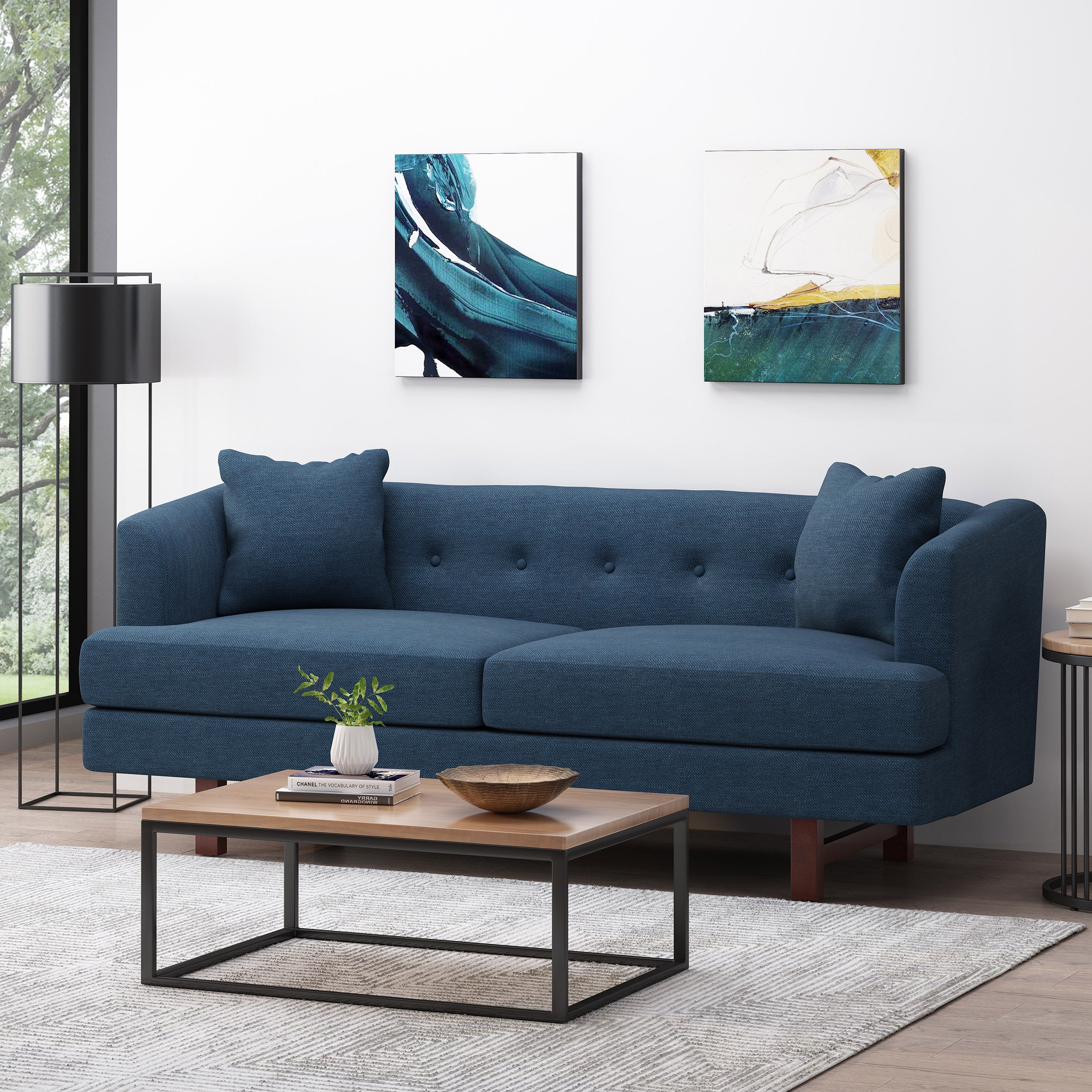 Sparks Mid-Century Modern Upholstered 3 Seater Sofa