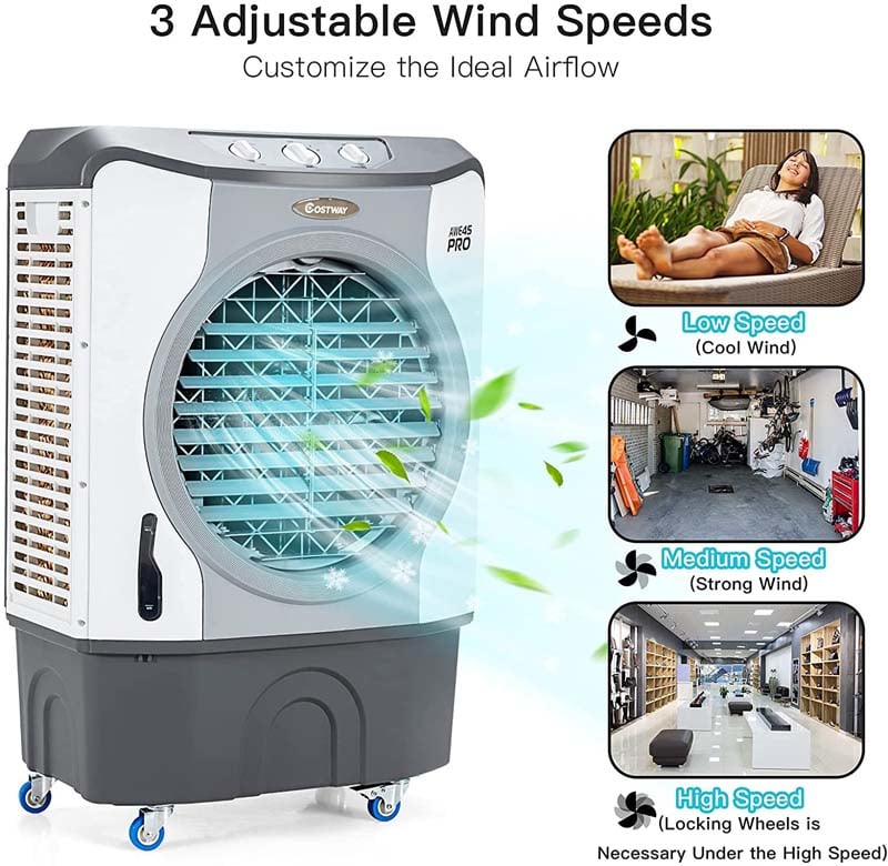 Canada Only - 9740 CFM Industrial Evaporative Cooler 4-in-1 Air Cooling Fan 45L Tank