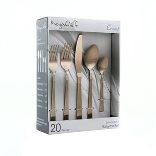 MegaChef Cravat 20-Piece Matte Rose Stainless Steel Flatware Set (Service for 4) 985112458M