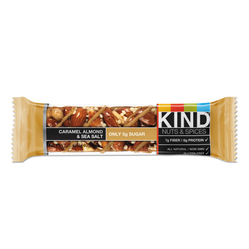 KIND Nuts and Spices Bar， Caramel Almond and Sea Salt， 1.4 oz Bar， 12/Box (18533)