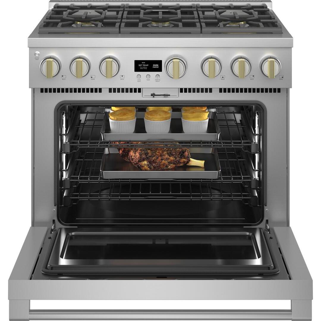 Monogram 36-inch Freestanding Gas Range with True European Convection Technology ZDP366NTSS