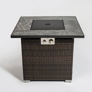 AUTMOON Endless Summer Outdoor Propane Fire Pit Table with Glass Rocks and Rain Cover 40000 BTU W85343034