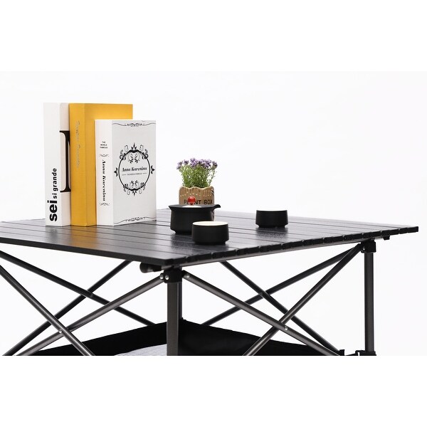 1piece Folding Outdoor Table with Carrying Bag，Lightweight Aluminum Rollup Square Table for indoor