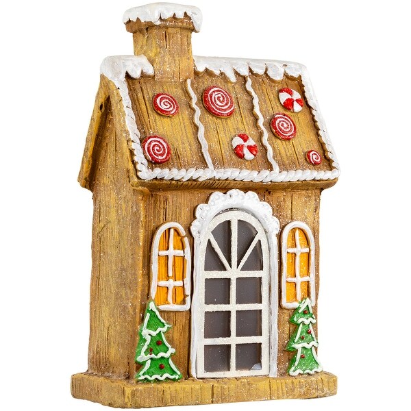 LED Lighted Peppermint Gingerbread House Christmas Decoration