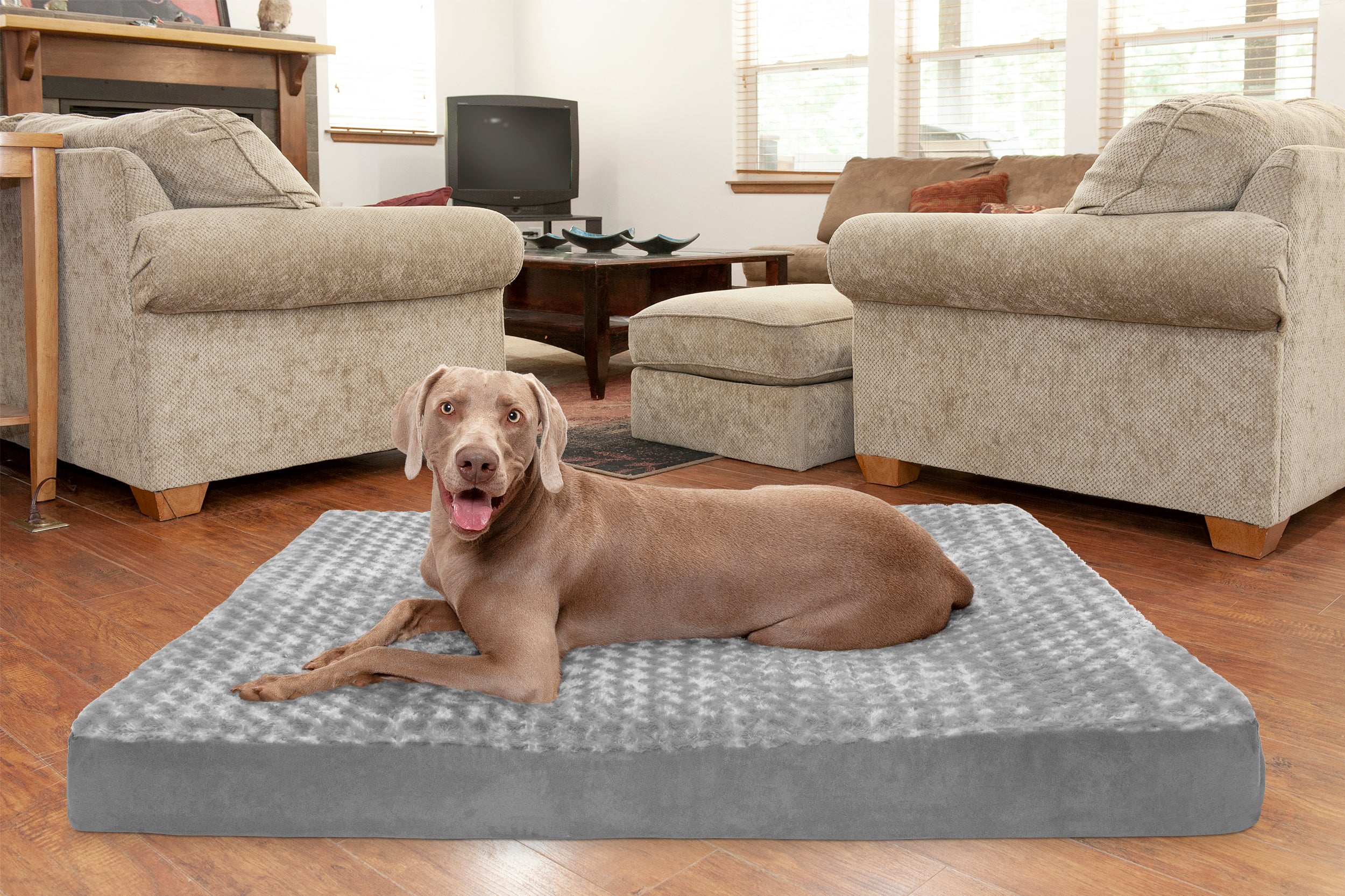 FurHaven Pet Products | Deluxe Cooling Gel Memory Foam Orthopedic Ultra Plush Mattress Pet Bed for Dogs & Cats, Gray, Jumbo Plus