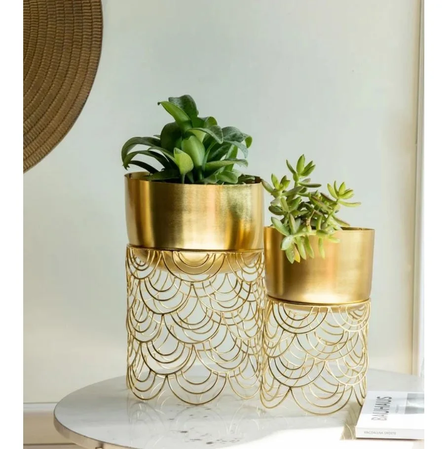 Handmade Brass Metal Planter Wholesale Manufacturer Custom Design Gold Finished Metal Planter with Stand