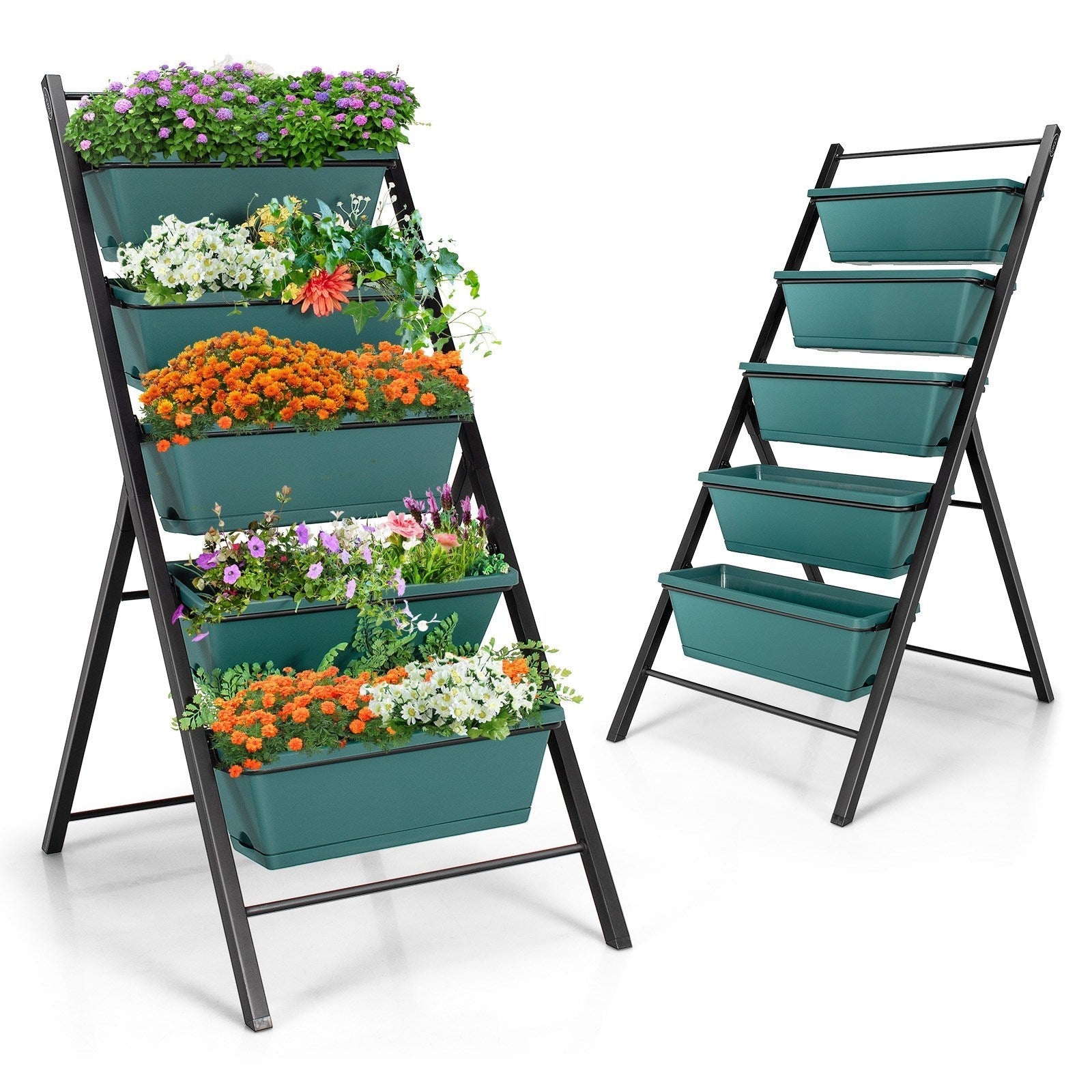 Beautops 5-tier Vertical Garden Planter Box Elevated Raised Bed with 5 Container - Green