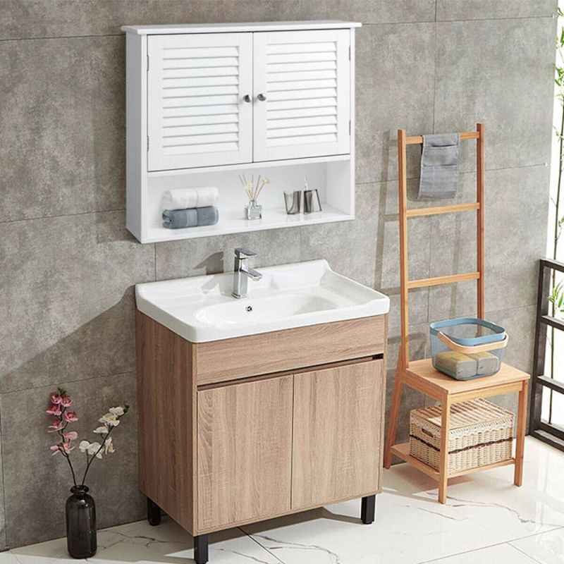 Hivago Double Doors Shelves Bathroom Wall Storage Cabinet