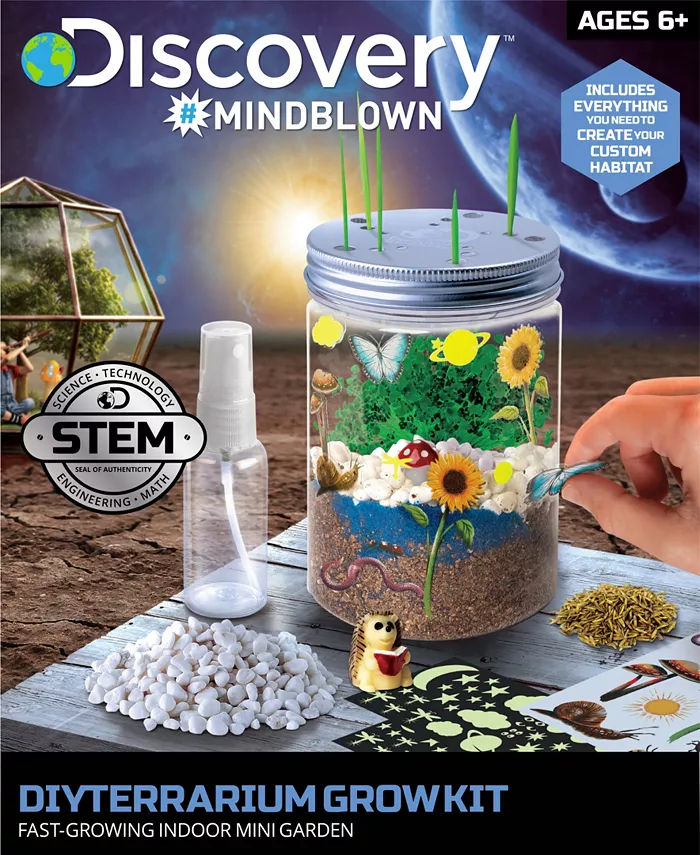 Discovery #MINDBLOWN Discovery Kids DIY Terrarium Grow Kit  Fast-Growing Indoor Mini Garden