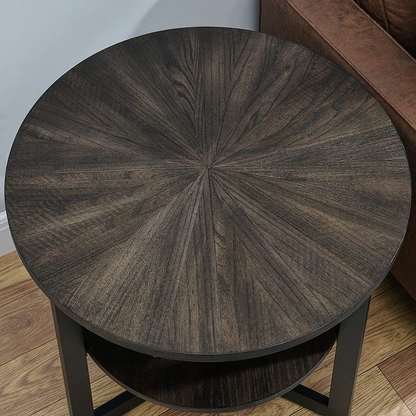 Round Large End Table with Storage Shelf - 25'2