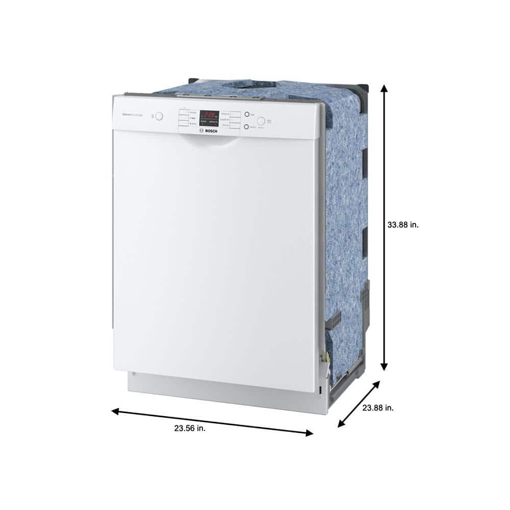 Bosch 100 Series 24 in White Front Control Tall Tub Dishwasher with Hybrid Stainless Steel Tub and Utility Rack 50dBA