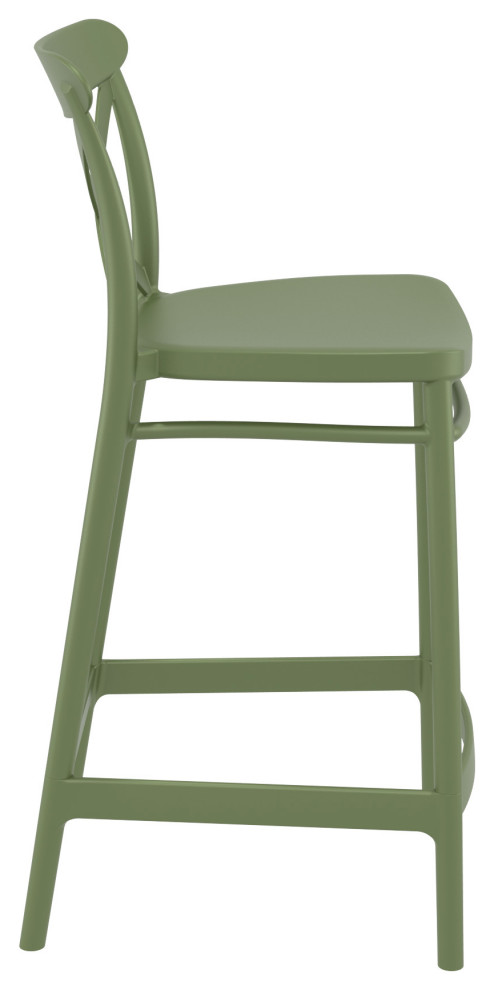 Cross Counter Stool Olive Green   Contemporary   Outdoor Bar Stools And Counter Stools   by VirVentures  Houzz