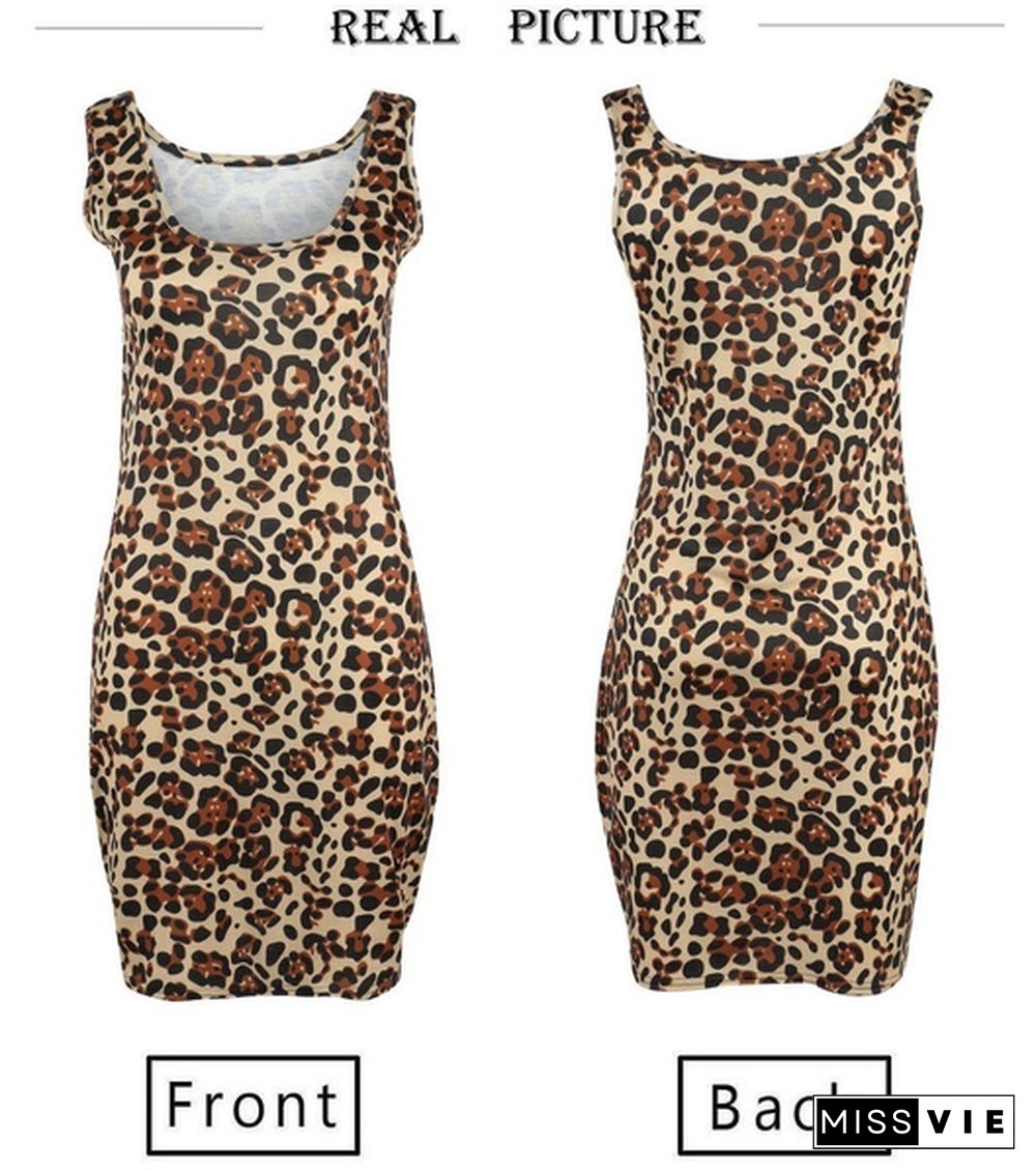 Sexy Slim Leopard Print Hip Dress Party Short Dress Mini Dress