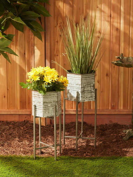 Accent Plus 4506325 Hexagon Bucket Plant Stand Set...