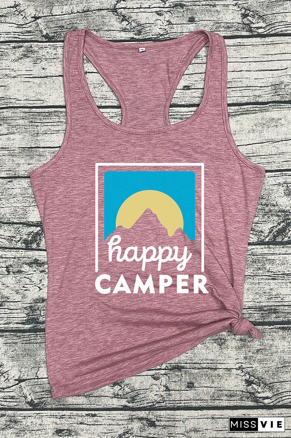 Happy Camper Printed Sleeveless Tank Top Wholesale