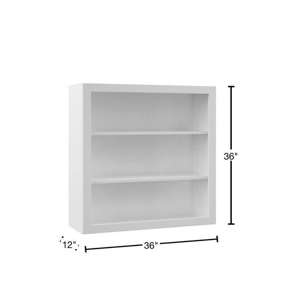 Hampton Bay Designer Series Melvern Assembled 36x36x12 in. Wall Open Shelf Kitchen Cabinet in White WOS3636-MLWH