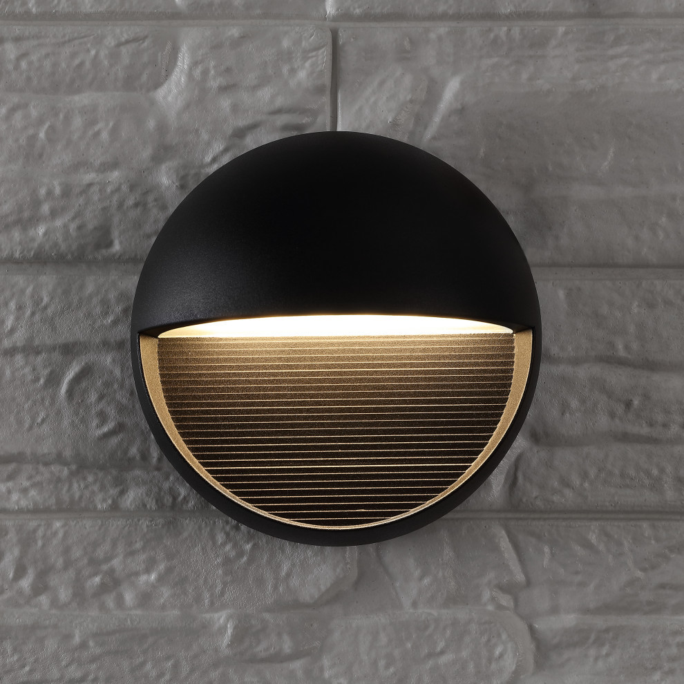 Orbe Outdoor Metal/Glass Integrated LED Wall Sconce   Contemporary   Outdoor Wall Lights And Sconces   by JONATHAN Y  Houzz