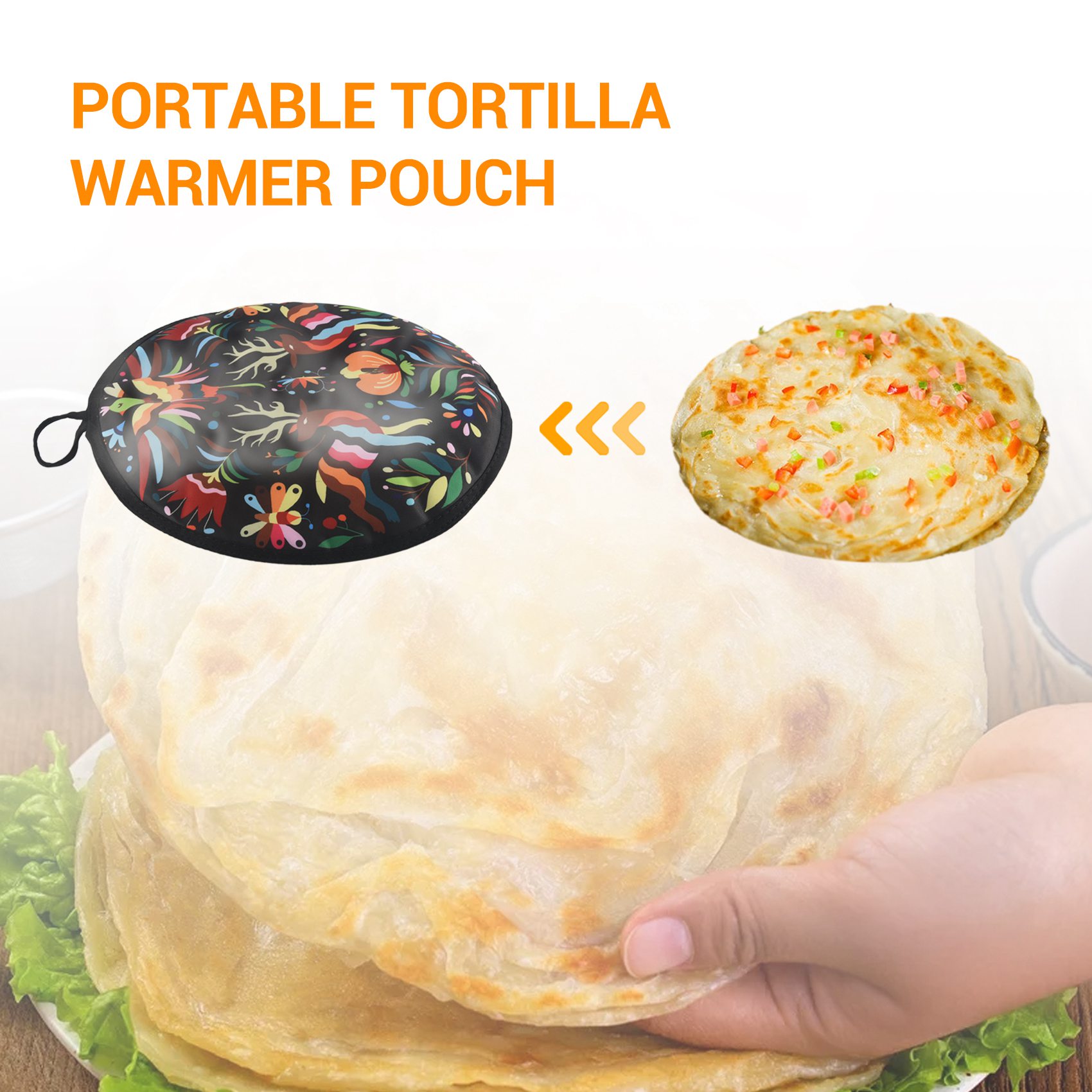 12inch Cloth Bag for Burrito，Portable Tortilla Warmer Pouch Home for Microwave Restaurant Food Pancake，C