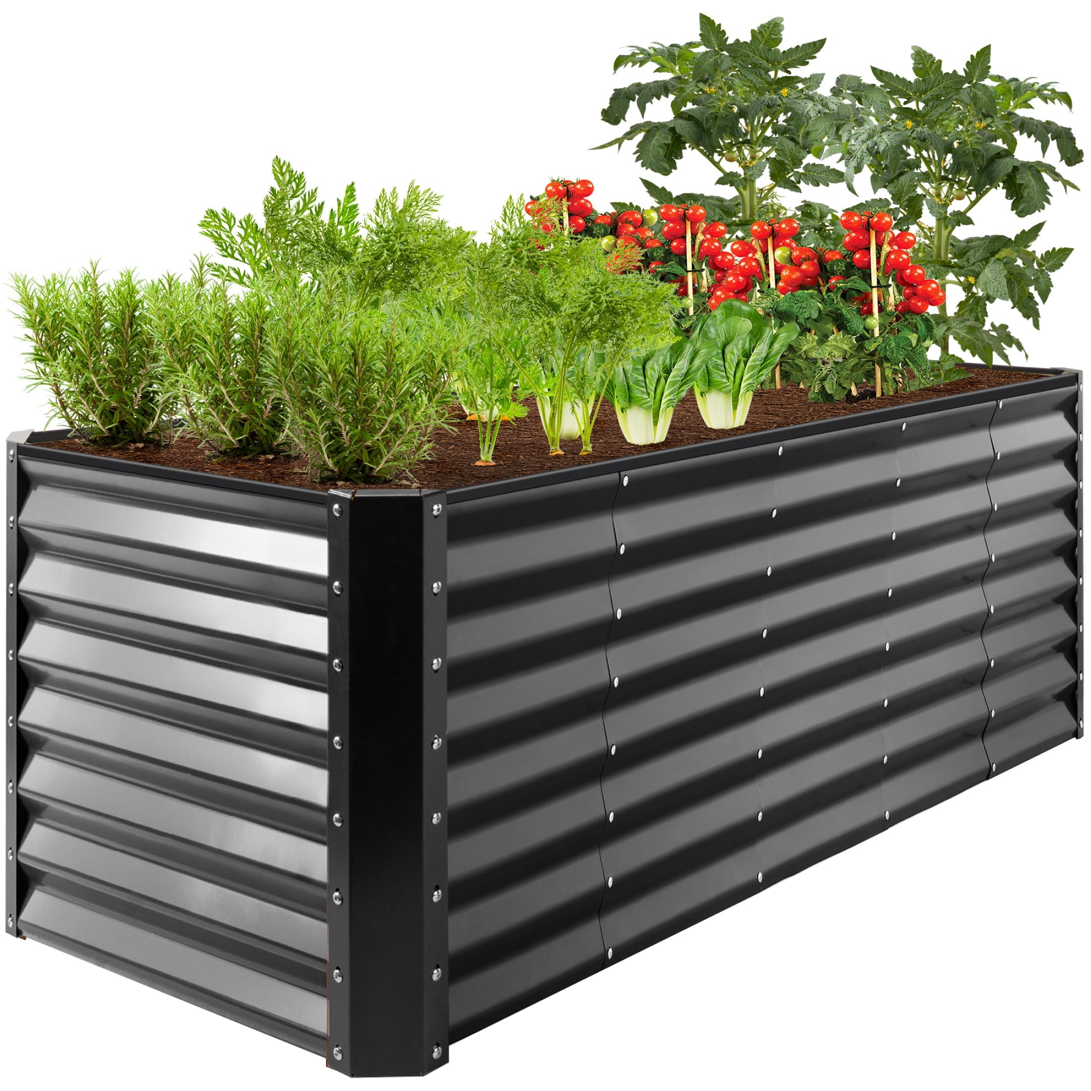 Best Choice Products 8x2x2ft Outdoor Metal Raised Garden Bed, Planter Box for Vegetables, Flowers, Herbs - Charcoal