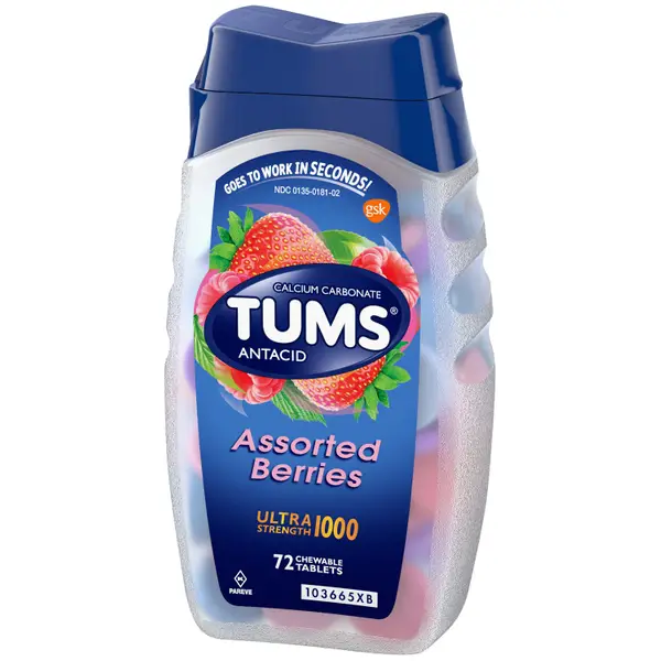 Tums 72 Ct Ultra Strength Antacid Chewable Assorted Berries