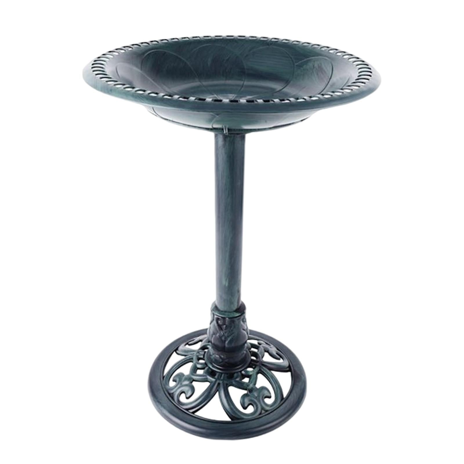 Outdoor Bird Bath Antique Style Flower Design Lightweight Weather Resistant Standing Birdbaths for Patio Lawn Balcony Courtyard Ornament Green