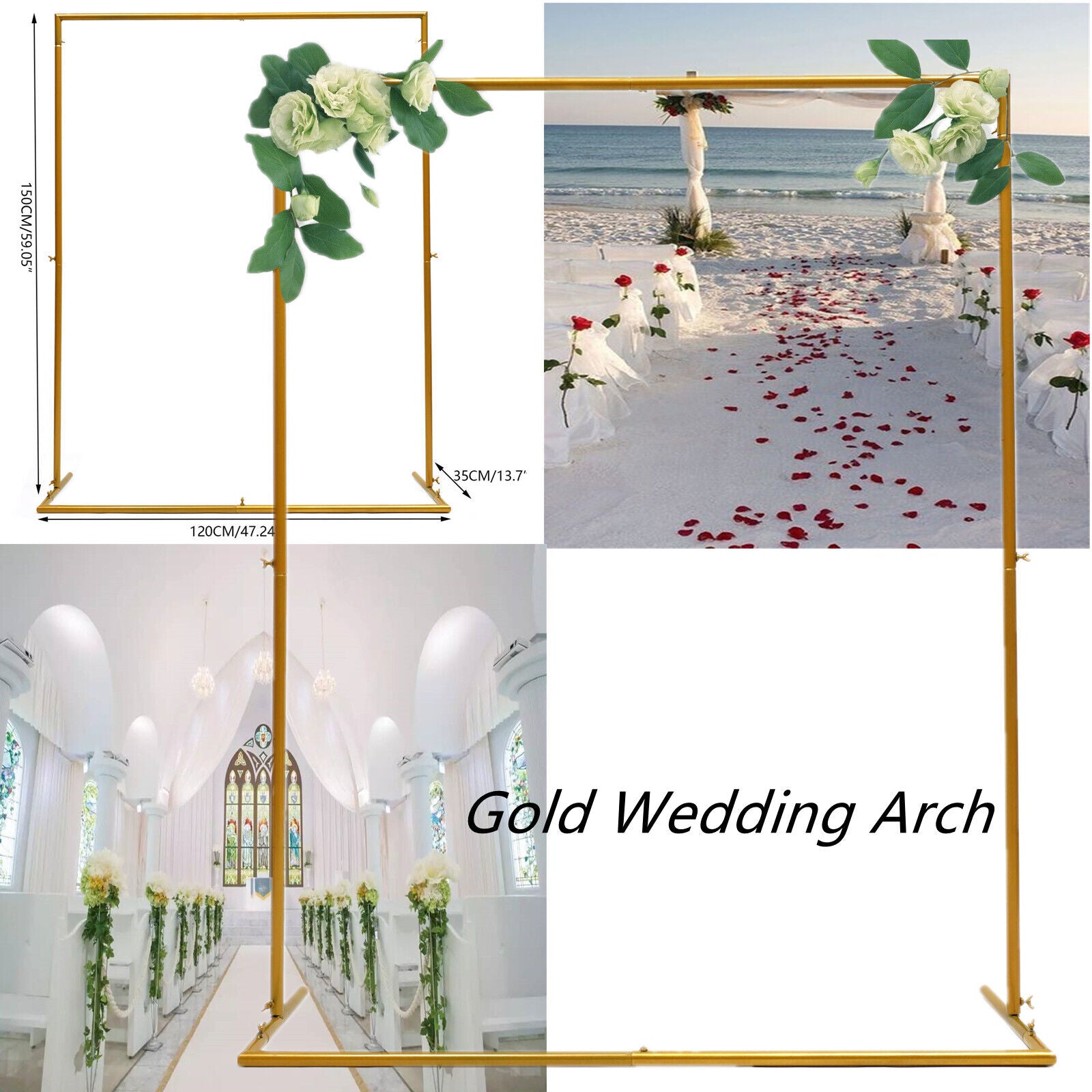 Wedding Arch Backdrop Stand Garden Flower Rack 47.24*13.7*59.05in