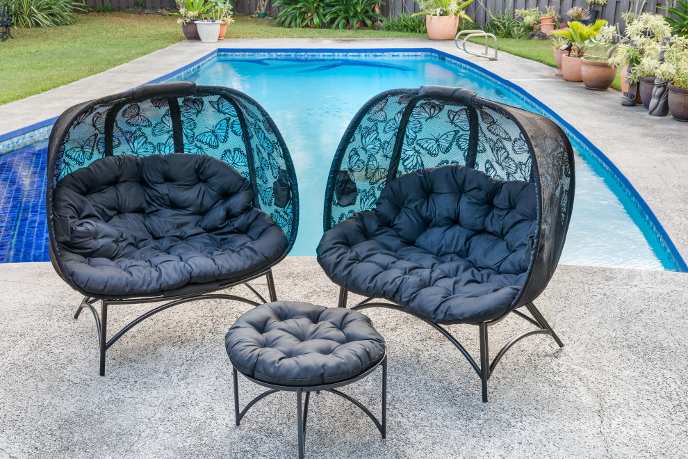 56H x 50W x 26D Black Conversation Set Butterfly Design   Transitional   Outdoor Lounge Sets   by IDEAZ International  LLC  Houzz